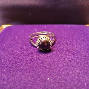 Black Pearl Silver Ring